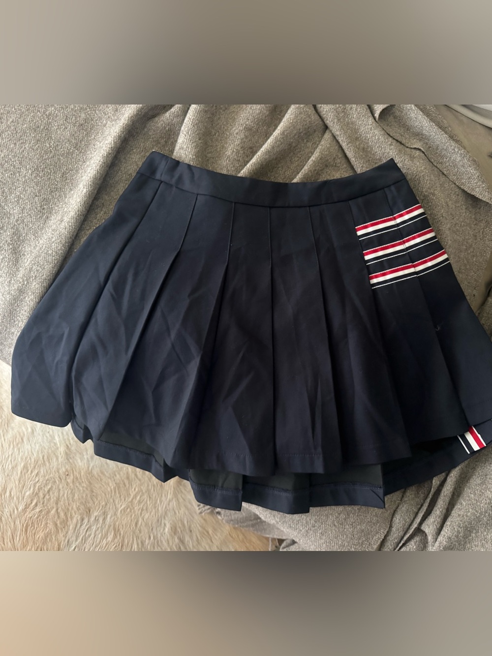 Thom Browne dark navy Pleated Mini-skirt Sz2
